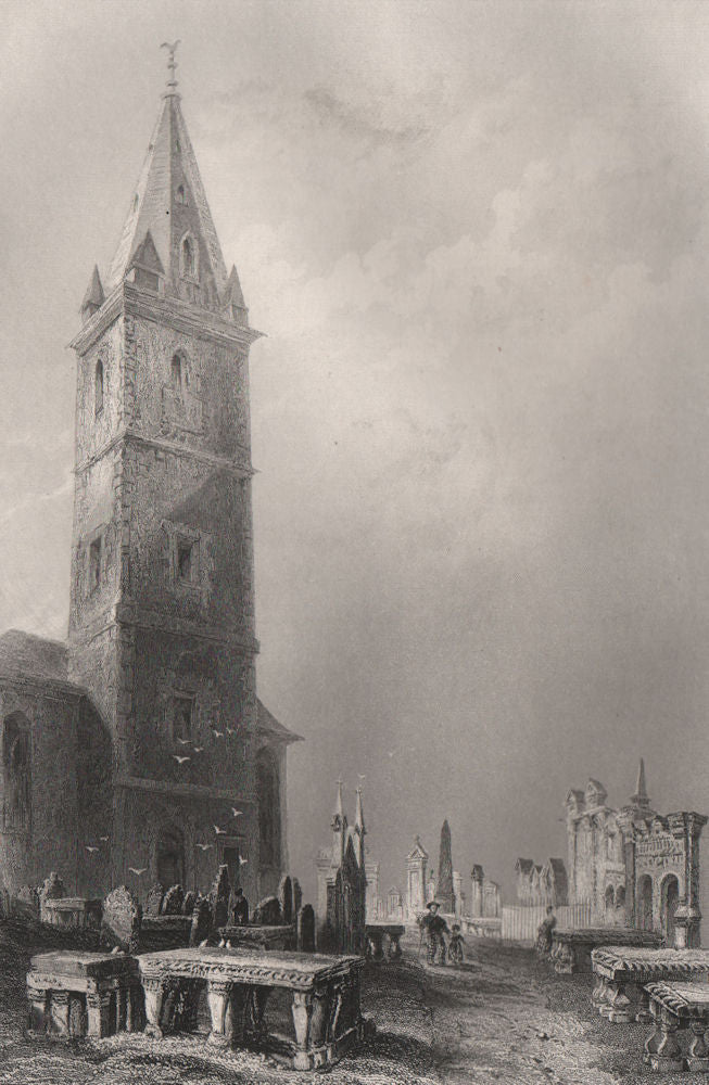 St Michaels. Greyfriars churchyard, Dumfries. Robert Burns grave. BARTLETT c1840
